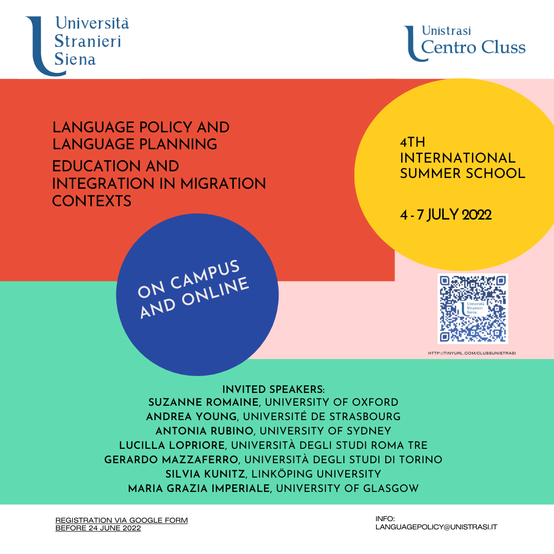 Proroga delle iscrizioni per la Summer School ＂Politiche Linguistiche e Pianificazione Linguistica＂
