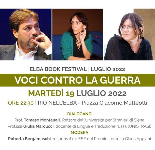 Voci contro la guerra - dialogo tra il rettore Montanari e la prof.ssa Marcucci all'Elba Book Festival