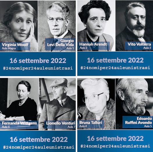 16 settembre 2022: intitolazione di 24 aule UniStraSi
