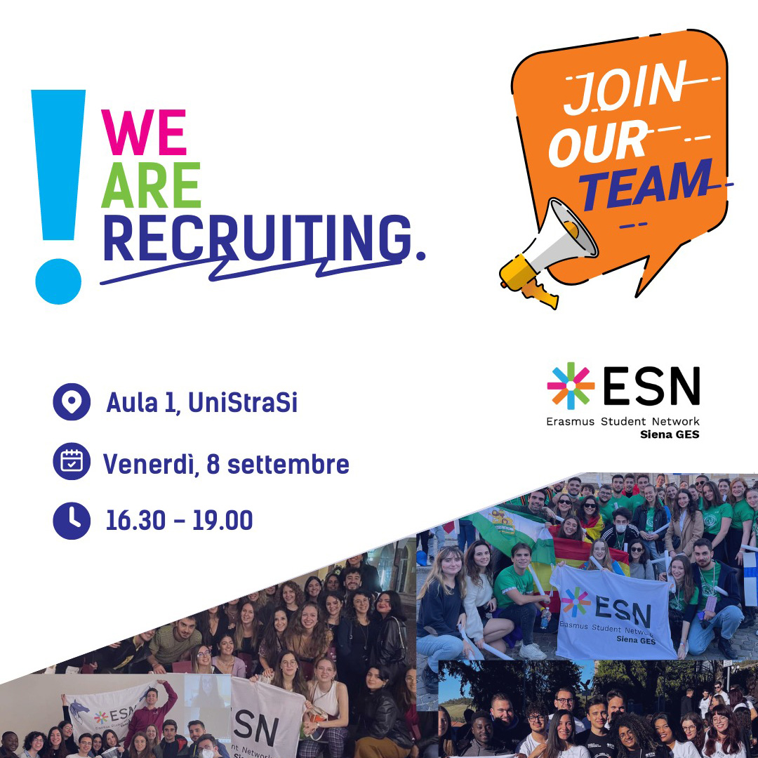 8/9/2023 - Evento recruiting dell'ESN (Erasmus Student Network)