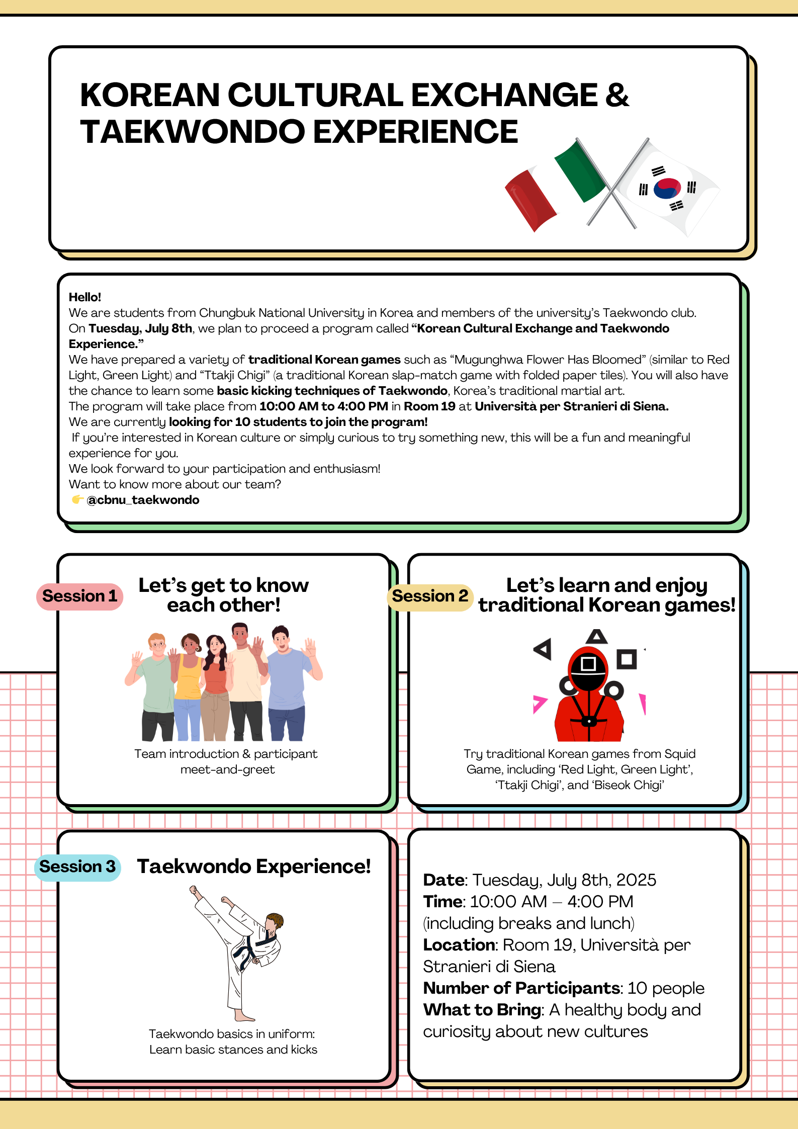 8/7/2025 - Korean Cultural Exchange & Taekwondo Experience