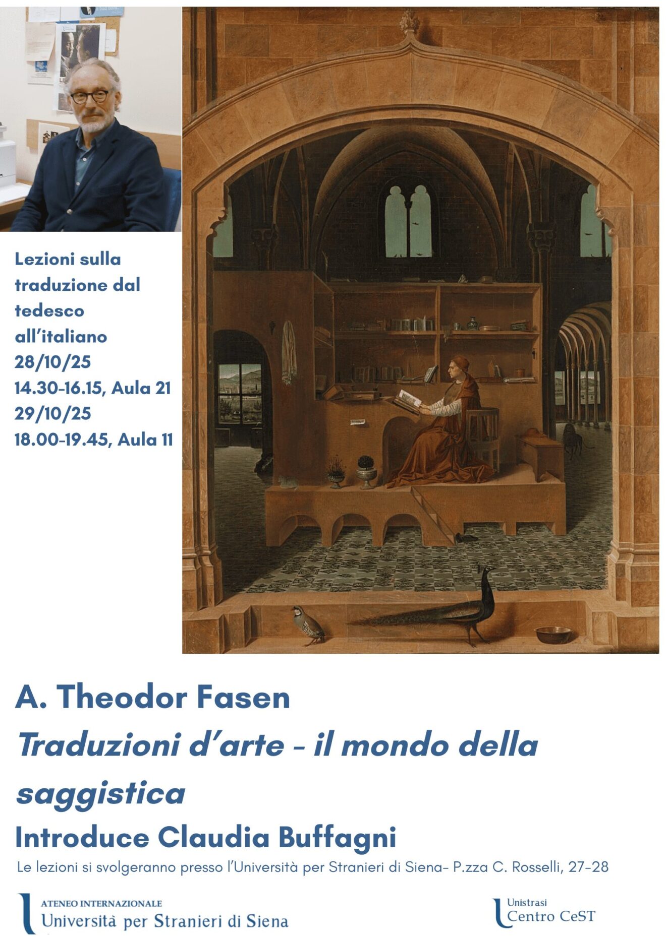 28-29/10/2025 - A. Theodor Fasen - lezioni di traduzione dal tedesco all'italiano: ＂Traduzioni d'arte - il mondo della saggistica＂