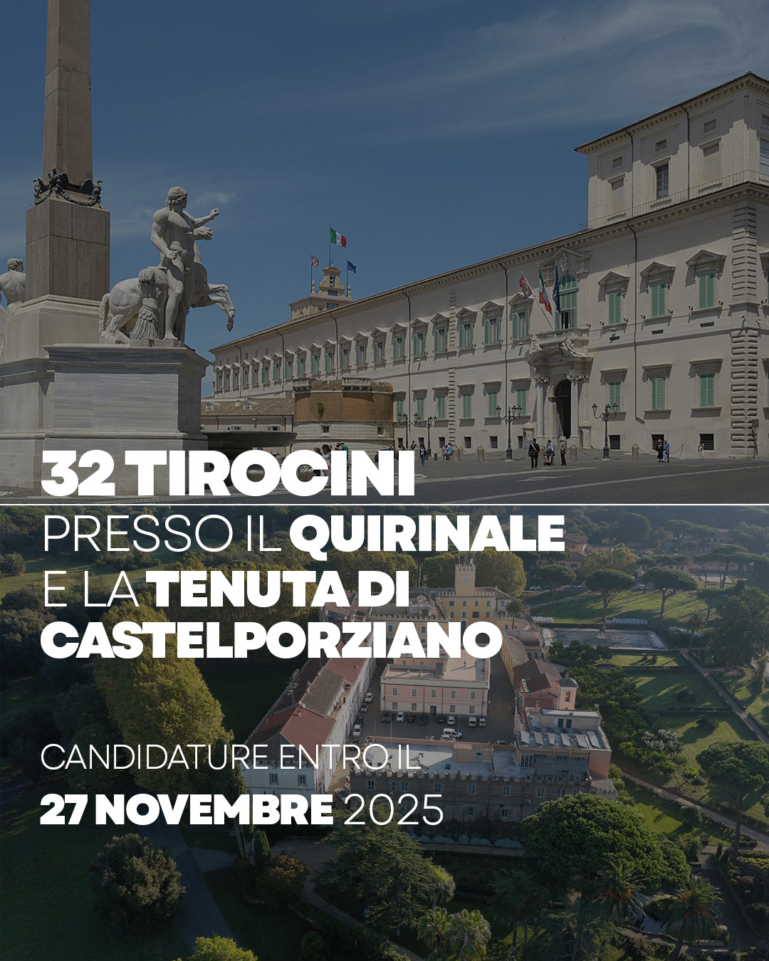 32 tirocini curriculari presso il Quirinale - candidature entro il 27 novembre 2025