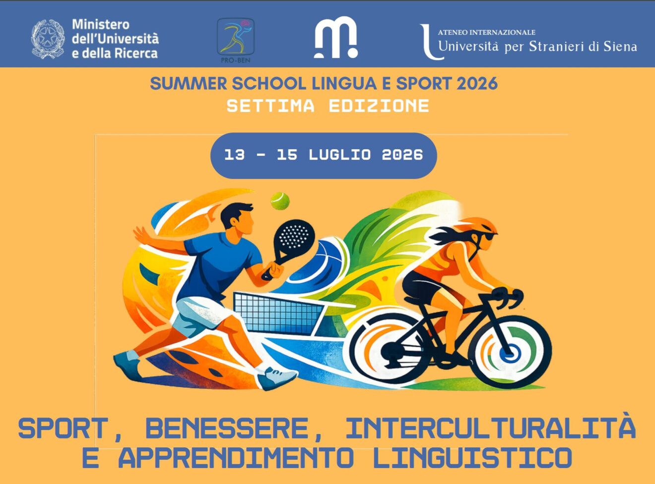Summer School Lingua e Sport 2026 - VII edizione - dal 13 al 15 luglio 2026 (programma)